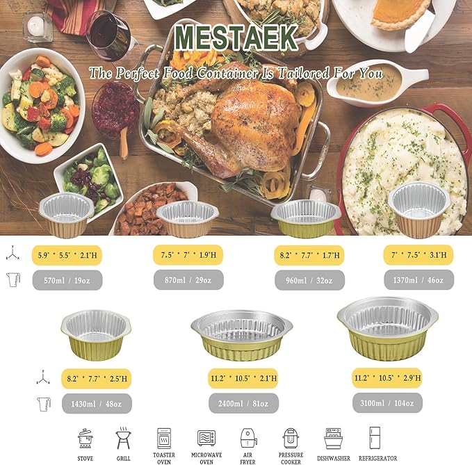 7.8" Aluminum Foil Pans with Integrated Handles and Snap-On Lids (10 pcs) | 2X Thickness Heavy-Duty Reusable Tin for Baking and Cooking