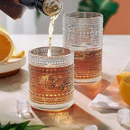 Vintage Hobnail Drinking Glasses Set of 12, 12 oz Highball Glasses & 10 oz Cocktail Glasses, Embossed Glass Cups, Clear Water Glasses Kitchen Bar Glassware Set for Beer, Juice, Cocktail, Whiskey