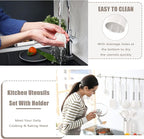 E-far 14 Pieces Silicone Cooking Utensils Set, Kitchen Utensils Set with Holder, Spatula, Ladle, Spoon, Slotted Turner for Nonstick Cookware, 446°F Heat Resistant & Stainless Steel Handle, Cream White