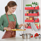6-Piece Extra-Large Capacity Magnetic Spice Rack for Refrigerator, Red