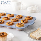 COOK WITH COLOR 17 Pc. Silicone Baking Pan Set - Non-Stick & Easy Clean Silicone Muffin Pans for Baking with Sturdy Metal Frame for Stability, Flexible Cake Molds, Includes Measuring Cups and Spoons