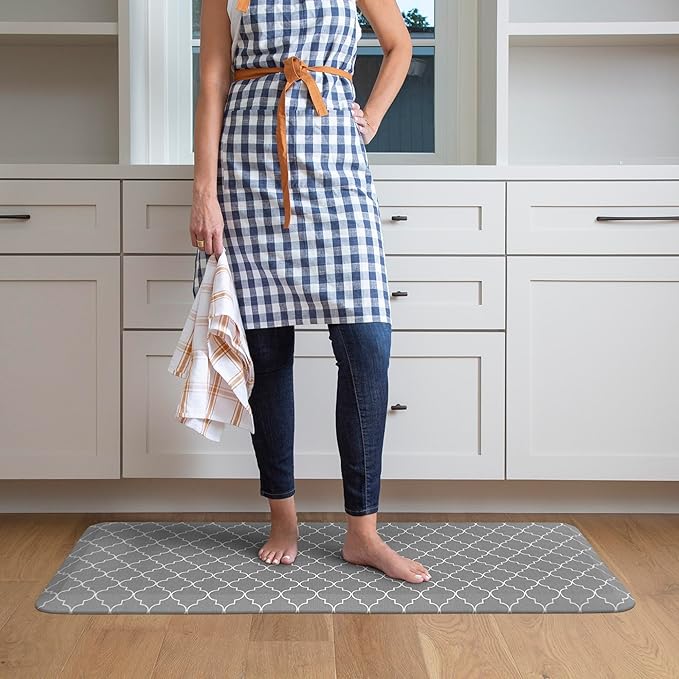 GelPro Anti-Fatigue Designer Comfort Kitchen Floor Mat, 20x48, Trellis Grey Stain Resistant Surface with 3/4” Thick Ergo-Foam Core for Health and Wellness