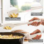 DI ORO Silicone Spoons for Cooking - Large Kitchen Spoons for Mixing, Serving, & Stirring - 600°F Heat-Resistant Non Stick Utensils – Big Solid & Slotted Basting Spoons - Dishwasher Safe (2pc, Clay)