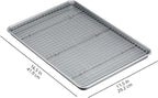Amazon Basics Ceramic Nonstick Baking Sheets & Cooling Rack Set, Non-Toxic, Half Sheet Size, 2-Pack, Gray