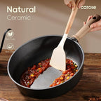 CAROTE Nonstick Skillet, Nonstick Deep Frying Pan, 10" Saute Pan with Lid, 3.8QT Deep Frying Pan Titanium Pan Chef's Pan, Stay-cool Handle, Compatible with All Stoves, Black