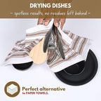 Native Fab Stripe Kitchen Towel - 4 Pack - Basket Weave 100% Cotton Dish Towels - 16x26 inches - Absorbent Towels for Cleaning, Quick Drying, Washable Dish Cloths with Hanging Loop - Brown