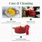 Larder & Vine Enameled Cast Iron 8 qt Dutch Oven Pot with Lid | Bread Baking | Compatible on All Cooktops & Oven Safe to 500° F | Great for Sourdough Bread | Cabernet