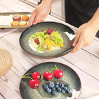 Ceramic Dinner Plates lunch plate Set of 4, for buffet, Steak, Bread, Risotto, Pasta, Salad- Microwave and Dishwasher Safe, Scratch Resistant durable, 10 IN Black