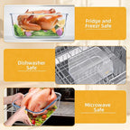 Glass Bread Box Airtight Bread Container, 190oz / 24Cup Large Glass Storage Containers with Lids, Ideal Airtight Food Storage Containers, Roasting Turkey/Chicken/Cookie, Oven&Dishwasher Safe