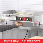Commercial Electric Griddle 29 Inch Large Countertop Griddle Non-Stick Flat Top Grill Stainless Steel Teppanyaki Griddle with Adjustable Temperature 90℉-575℉ for Restaurant Use 240V 3500W