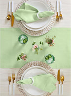 Solino Home Linen Table Runner 90 Inches Long - 100% Pure Linen Pastel Green Table Runner 14 x 90 Inch for Summer - Fete