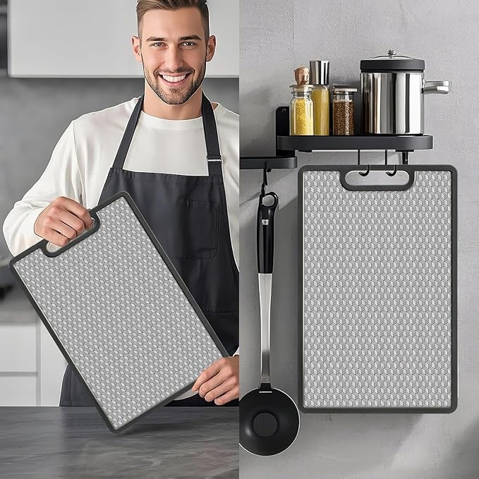 Titanium Cutting Boards for Kitchen, Cutting Board Double Sided Food Grade, Pure Titanium and Wheat Straw PP, Dishwasher Safe Easy to Clean Size 15”×10”