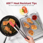 600ºF Heat Resistant Kitchen Tongs: U-Taste 16 inch Extra Long Large Silicone Cooking Tong with Sturdy Non Stick Rubber Tips & Non Slip Silicon Coated 18/8 Stainless Steel Handle for Grilling BBQ(Red)