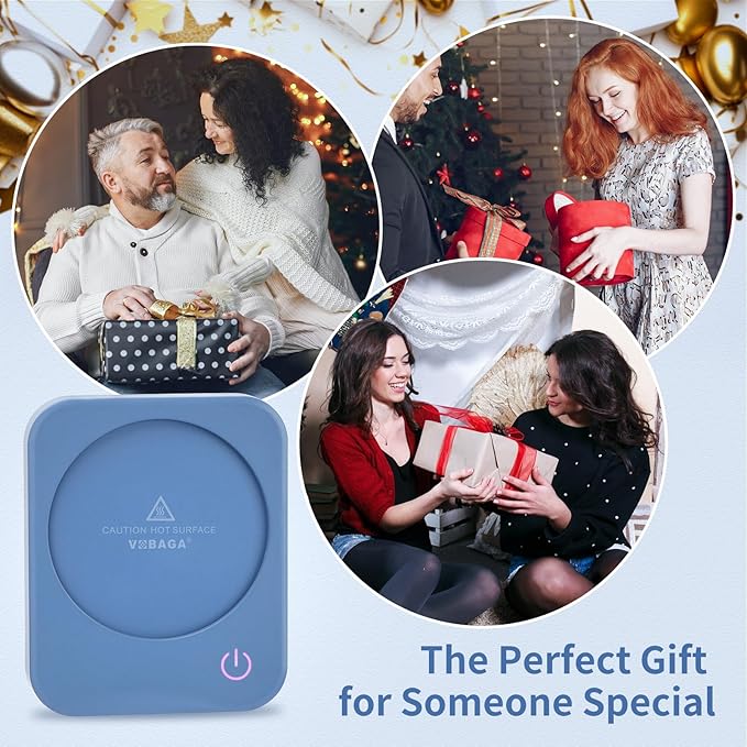 VOBAGA Coffee Mug Warmer, 4 Hours Auto Shut Off Cup Warmer for Office Home Desk with 3 Temperature Settings, Electric Beverage Warmer for Cocoa,Tea, Milk, Soup, for Coffee Gifts, Sky Blue (No Cup)