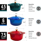 MÜELLERHOME 4.5 QT Enameled Cast Iron Dutch Oven, Heavy-Duty Casserole Dish and Braiser Pan with Lid and Stainless Knob, Oven-Safe up to 500° F & Across All Cooktops, Red