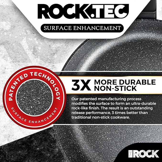 THE ROCK SOHO 9.5-Inch Non Stick Frying Pan – Nothing Sticks, Never Warps, Lasts Longer, Healthy Skillet with Heat-Resistant Handle, PFOA Free, Oven & Dishwasher Safe, Black