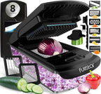 Fullstar Mandoline Slicer for Kitchen - Vegetable Chopper, Onion Potato Food Veggie Fruit Slicer and Cutter with Container, Kitchen Gadgets & Accessories, Home Essentials (All in 1, Black)