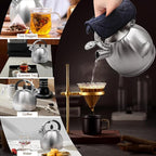 Stainless Steel Tea Kettle, Tea Kettles Stovetop, Vintage Whistling Teapot for Stove, Durable and Rust-Resistant, With a Pot Holder Included, 2.64 Quart(Brushed Style)