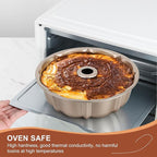 Homikit Nonstick Cake Pan Set of 2, Heavy Duty Carbon Steel Fluted Tube Round Pans 10 Inch 10 Cups for Baking Pound Cakes, Jello, Brownie, Monkey Pumpkin Bread, Oven Safe & Easy Release, Gold