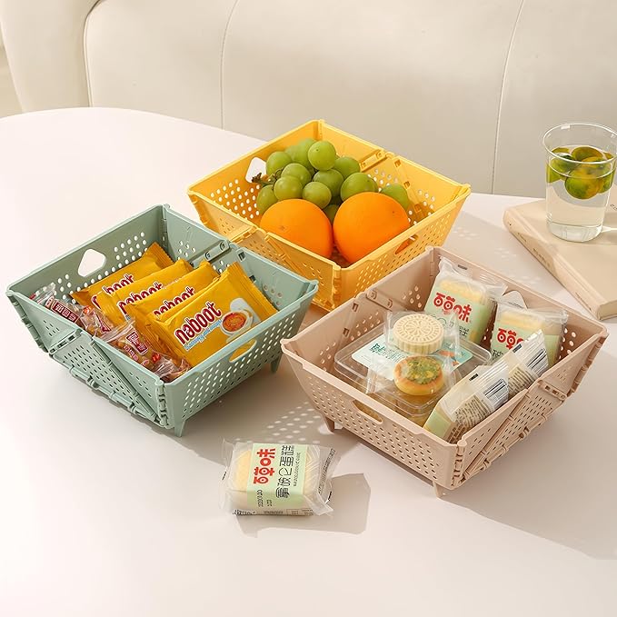 Collapsible Strainers and Colanders for Kitchen, Foldable Plastic Storage Drain Basket for Pasta, Fruit, Vegetables, Berry Space-Saving, BPA-Free, Dishwasher Safe (Green)