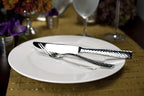 Fortessa Lucca Faceted 18/10 Stainless Steel Flatware Solid Handle Table Knife, Set of 12, Mirror Polished