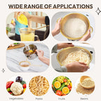 Baderke 1 Pcs 5 Quart Stainless Steel Gold Colander and 3 Pcs Fine Mesh Strainer with Handles Gold Kitchen Accessories for Kitchen Draining Rinsing Serving Food Pasta Rice Vegetables