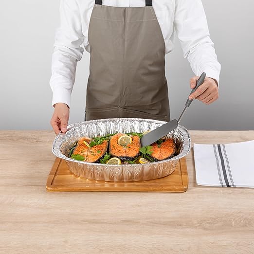 Foil Lux 17.9 x 14.2 x 3.3 Inch Oval Roasting Pans, 50 Oven-Ready Foil Pans - Freezable, Heavy-Duty, Aluminum Foil Disposable Baking Pans, For Cooking Turkey, Chicken, And More - Restaurantware