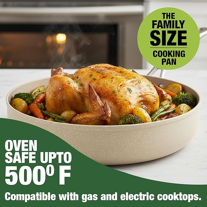 Granitestone Ceraluxe 20 Pc Ceramic Cookware Set Nonstick, Complete Pots and Pans Set Non Stick for Kitchen with Bakeware, Utensils & Steamer, Non Toxic Made Without PFOA PFOS, Oven & Dishwasher Safe