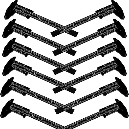 Honoson 10 Pcs Plastic Vernier Caliper 0-6 Inch/0-150 mm for School Student Black Mini Double Scale Sliding Gauge Measuring Tool Vernier Caliper Eyebrow Mapping Ruler Tool for Office Tattoo Artists
