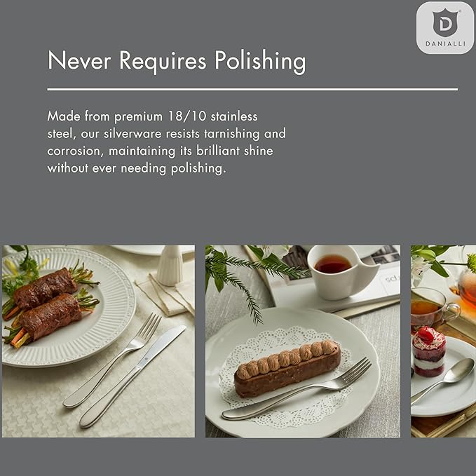 Silverware Set for 12 | 18/10 Stainless Steel Flatware Set | Mirror Finish, Heavy-Duty, Dishwasher Safe, Elegant & Durable, Built to Last (60-Piece, Marettimo)