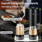 Electric Salt and Pepper Grinder Set, Automatic Mill, Adjustable Coarseness, LED Light - Convenient One-Hand Operation - Perfect for Kitchen and BBQ - Includes Salt and Pepper Shakers (2 Pack)