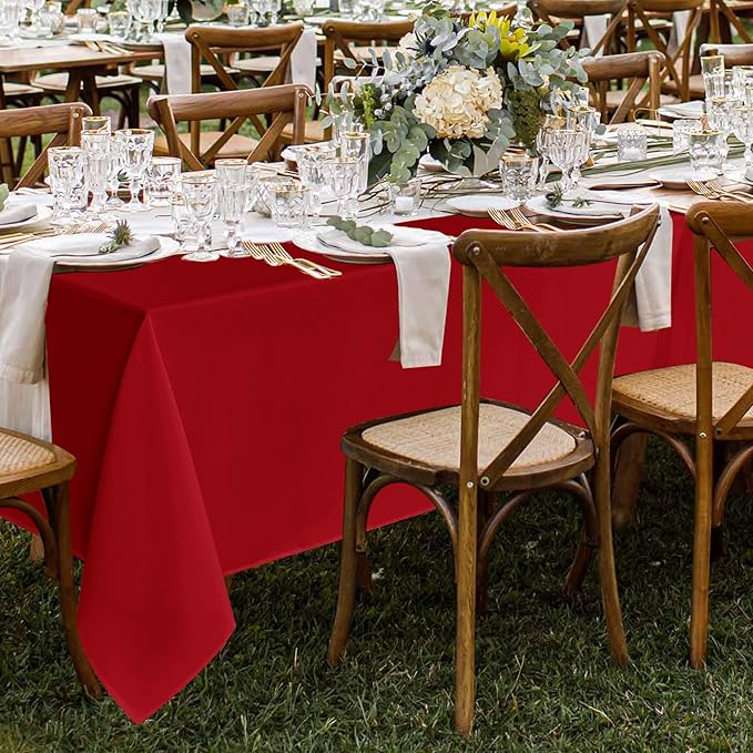 Fitable 8 Pack Table Cloth Rectangle Table: Stain and Wrinkle Resistant Tablecloth Rectangular, Washable Polyester Tablecloths for Wedding Party Dining Banquet Event Catering(Red, 70x108 Inch)