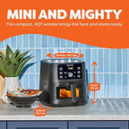 Instant Pot 4QT VORTEX 6-in-1 Mini Air Fryer, Air fry, Bake, Roast, Broil, Dehydrate or Reheat, Black, 4 Quarts