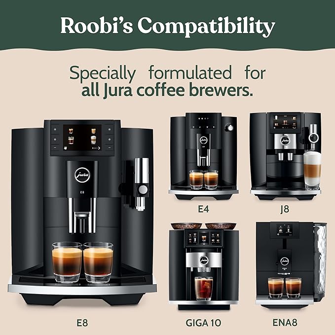 Roobi Jura Compatible Descaling Tablets. 12 Jura Descaling Tablets for Automatic Espresso Coffee Machines. 100% Vegan, Carbon Neutral.