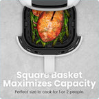 CHEFMAN 2 Qt Mini Air Fryer – Digital Space-Saving Compact Air Fryer with Nonstick and Dishwasher Safe Basket, Quick & Easy Meals in Minutes, Features Digital Timer and Shake Reminder – White
