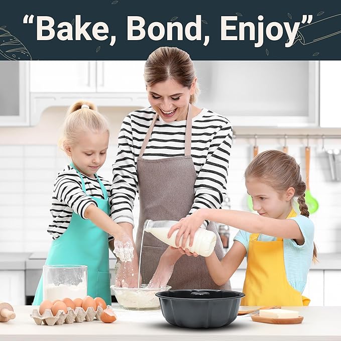 Carbon Steel 10 Inch Bundt Cake Pan Nonstick - Heavy Duty Tube Pan for Baking Pound Cake, 12 Cup Bundt Pans for Baking, Round Fluted Cake Pan Mold, Nonstick Bundt Cake Pans for Baking