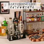 Bartender Kit Cocktail Shaker Set with Stand 17-Piece Bar Tool Bar Set for Drink Mixing Home Bartending Kit Bar Cart Accessories: Martini Shaker, Mixer Spoon, Jigger, Muddler, Strainer & Recipes Gifts
