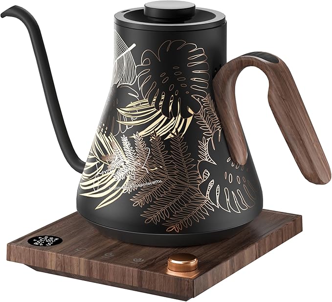 Electric Kettle, Gooseneck Electric Kettle, ±1℉ Precise Temperature Control, Stainless Steel Interior, Quick Heating for Pour Over Coffee, Tea & Boiling Water, 0.9L (Artist)