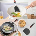 Hotec Silicone Spatula Turner for Nonstick Cookware, Cooking Spatulas 600°F Heat Resistant Large Flexible Rubber Spatula Set of 3, Kitchen Utensils for Flipping Eggs, Burgers, Pancakes, Crepes