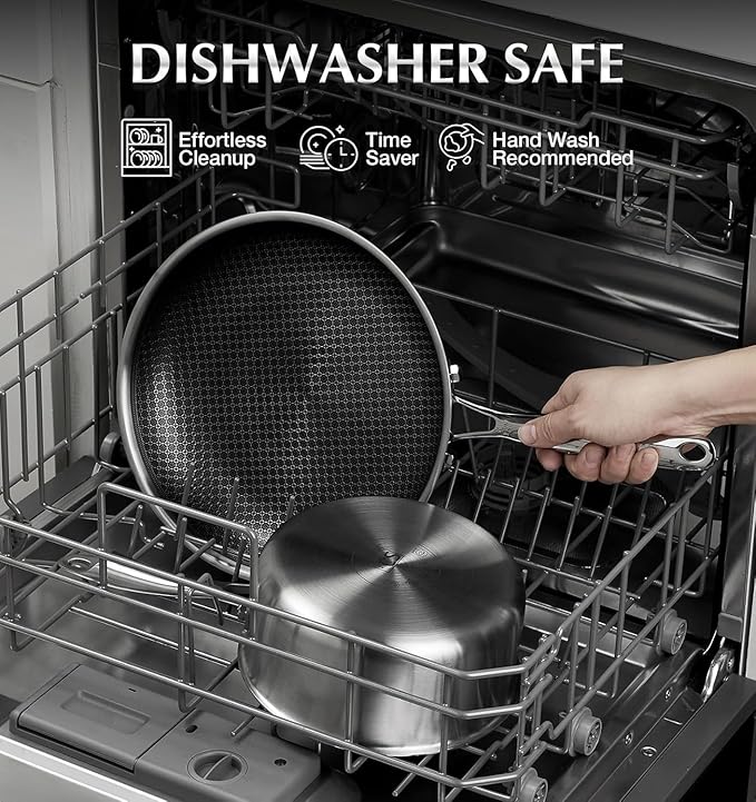 KOCH SYSTEME CS Hybrid Nonstick Stainless Steel Saucepan Set with Steamer Insert, 7PCS Triply Stainless Steel Pot Set 1Qt, 2Qt & 3Qt, 18/10 Steel Sauce Pan Set with Lids, Induction & Oven Safe