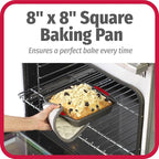 GoodCook MegaGrip Baking Pan with Silicone Grip Handles Square Non-Stick Heavy-Gauge Steel Cake Pan Baking Dish for Brownies Bread Cake Baked Goods & More, Dishwasher Safe, 8x8-Inch,