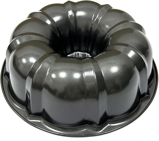 Classic Bakeware 9.5 Inch Non-stick Fluted Cake Pan,Heavy Duty Carbon Steel Tube Baking Mold Gray
