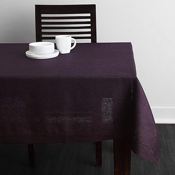 Solino Home Grape Linen Tablecloth 60 x 108 Inch - 100% Pure Linen Table Cloth for Rectangle Tables - Athena, Machine Washable Tablecloth for Summer, Fall, Autumn, Halloween