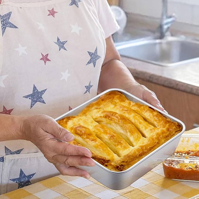 LIANYU 6/9 Inch Square Baking Cake Pan, Stainless Steel Brownie Bread Cake Molds, Square Bakeware for Lasagna Pie, Oven & Dishwasher Safe