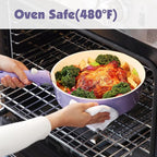 SENSARTE 17 Piece Ceramic Pots and Pans Set, Nonstick Detachable Handle Cookware, Induction Kitchen Cookware Set with Removable Handle, Dishwasher ＆ Oven Safe (Purple)