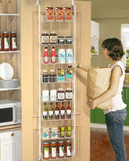 TIMEBAL 8 Tier Over the Door Pantry Organizer, and Storage Rack with 8 Full Baskets, Metal Hanging & Wall Mounted Kitchen Storage Spice Rack, Bathroom Over Door Organizer-White