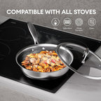 COOKER KING 10-Inch Wok with Lid, Hybird Nonstick Wok Professional Grade, Stainless Steel Woks & Stir-Fry Pans, Stay-Cool Handle, Dishwasher & Oven-Safe,Compatible with All Cooktops