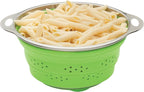 HIC Kitchen Collapsible Colander, Silicone and 18/8 Stainless Steel, 3-Quart