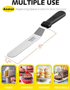 Anaeat Icing Spatula, Professional Cake Angled Offset Spatula with 6" Stainless Steel Blade - Thickened Frosting Knife with Durable Plastic Handle for Cake Decorating, Pastry & Baking
