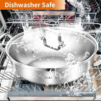 DELARLO Tri-Ply Stainless Steel 13 inch Everyday Pan with Glass Lid, Deep Saute Pan, High Side Kitchen Cooking Pot, Chef's Pans, Induction Deep Frying Pan, 5QT Stock Pot, Up to 550℉